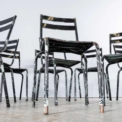 Pamono French Artprog Sky Black Metal Stacking Outdoor Chair attributed to Tolix, 1950s><noscript><img width=