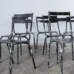 Pamono French Artprog Sky Black Metal Stacking Outdoor Chair attributed to Tolix, 1950s><noscript><img width=
