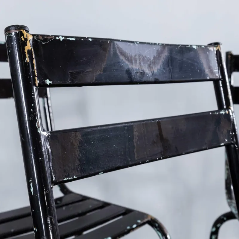 Pamono French Artprog Sky Black Metal Stacking Outdoor Chair attributed to Tolix, 1950s> Garden Seating