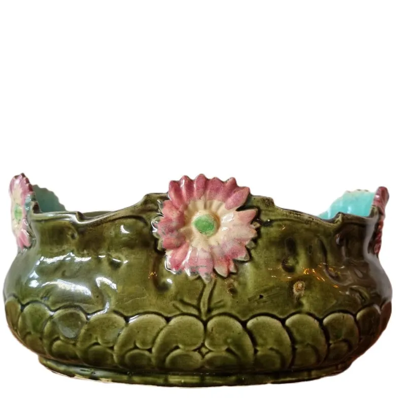 Pamono French Barbotine Flower Pot, 1890s