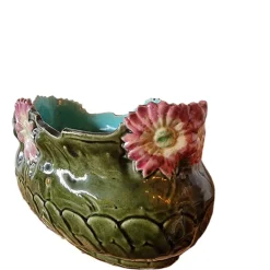 Pamono French Barbotine Flower Pot, 1890s