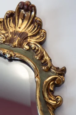 Pamono French Baroque Style Mirror in Gilt and Green Beveled Glass, 1960s><noscript><img width=