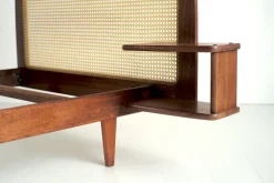Best Pamono French Bed in Mahogany and Rattan by Roger Landault for Ligne Roset, 1960