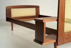 Best Pamono French Bed in Mahogany and Rattan by Roger Landault for Ligne Roset, 1960