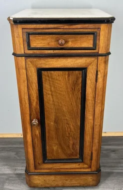 Pamono French Bedside Table in Walnut with Marble Top> Nightstands