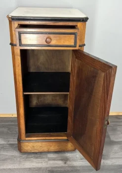 Pamono French Bedside Table in Walnut with Marble Top><noscript><img width=