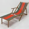Pamono French Beech & Fabric Folding Deck Chair> Garden Seating