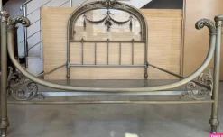 Pamono French Belle Époque Bronze, Iron, Brass and Glass Double Bed, 19th Century><noscript><img width=