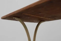 Pamono French Bistro Table with Cast Iron Base and Oak Top, 1950s><noscript><img width=