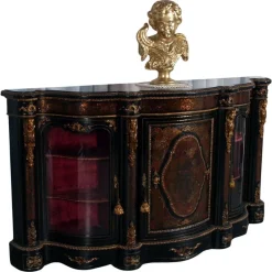 Pamono French Boulle Style Sideboard with Brass Inlay and Gilt Bronze Mounts, 1920s><noscript><img width=