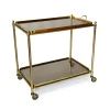 Pamono French Brass and Smoked Glass Bar Cart, 1960s> Serving Bar Carts & Trolleys