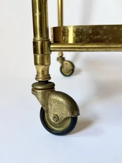 Pamono French Brass and Smoked Glass Bar Cart, 1960s><noscript><img width=