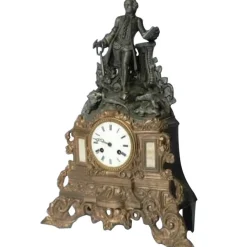 Pamono French Brass La Fontaine Clock, 1900s> Clocks