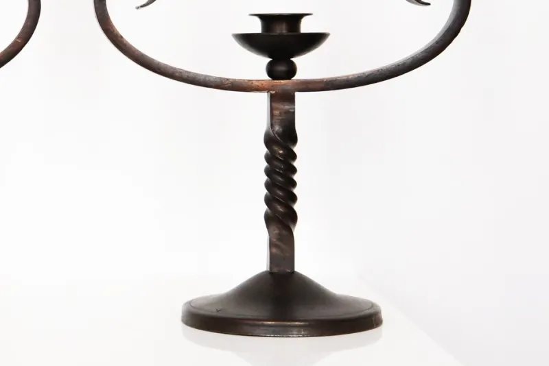 Clearance Pamono French Brown Wrought Iron Candelabras by Charles Piguet, 20th Century, Set of 2