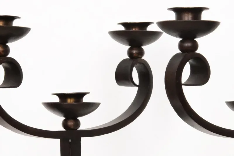 Clearance Pamono French Brown Wrought Iron Candelabras by Charles Piguet, 20th Century, Set of 2