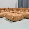 Online Pamono French Camel Brown Leather Togo Living Room Set attributed to Michel Ducaroy for Ligne Roset, Set of 4