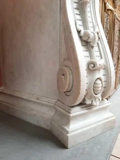 Pamono French Carved Marble Fireplace with Original Brass Insert, 1880><noscript><img width=
