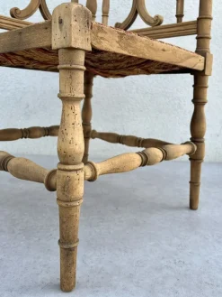 Pamono French Carved Wood Corner Chair with Woven Rush Seat, Early 20th Century><noscript><img width=