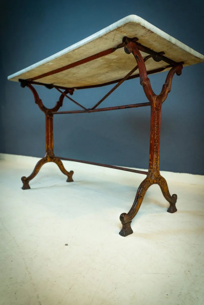 Pamono French Cast Iron and Marble Garden Table> Garden Tables