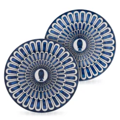 Pamono French Ceramic Bleus Dailleurs Dessert Plates by Hermes for Hermès, 2000s, Set of 2> Dinner Plates & Bowls