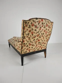 Pamono French Chaise Longue with Floral Upholstery, 19th Century><noscript><img width=