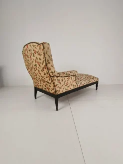Pamono French Chaise Longue with Floral Upholstery, 19th Century><noscript><img width=
