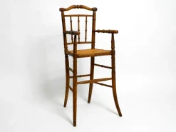 New Pamono French Child's Highchair in Bentwood with Viennese Wicker Seat, 1930s