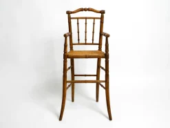 New Pamono French Child's Highchair in Bentwood with Viennese Wicker Seat, 1930s
