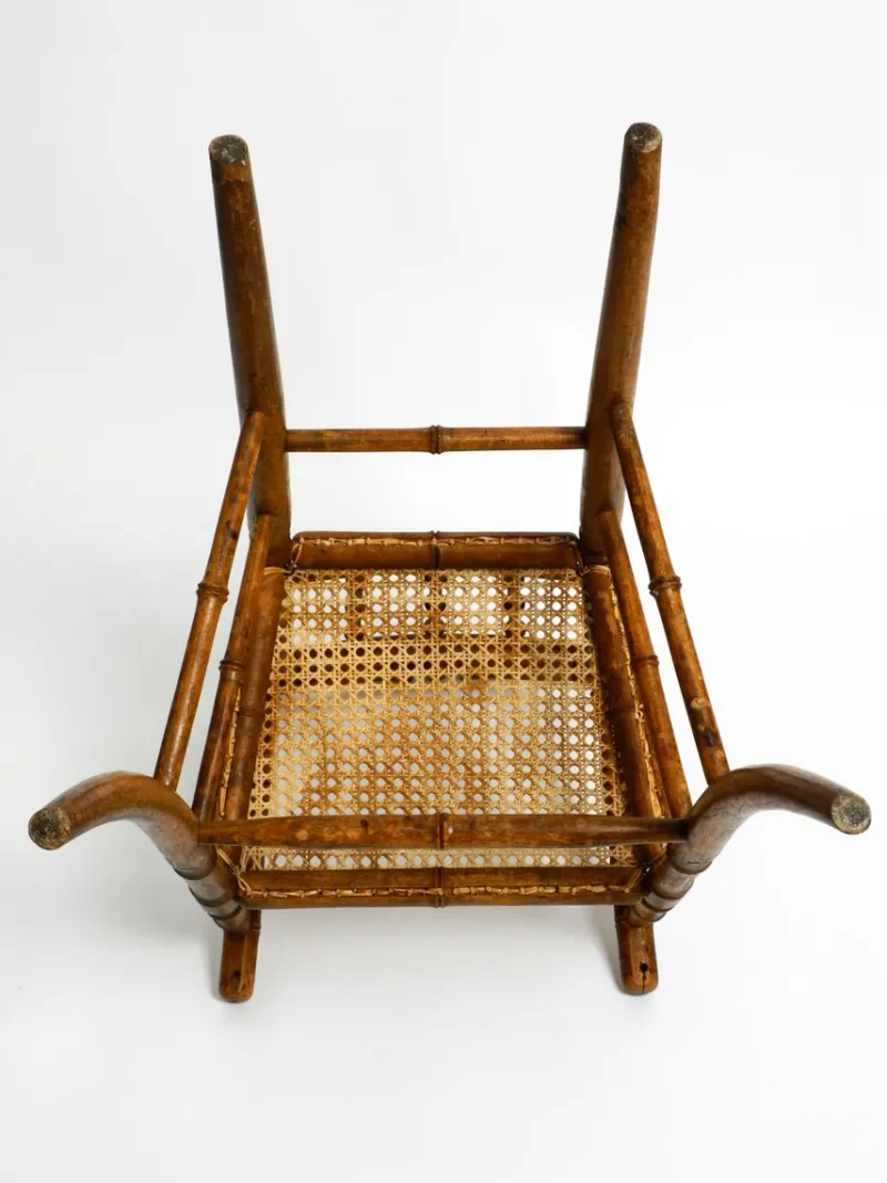 New Pamono French Child's Highchair in Bentwood with Viennese Wicker Seat, 1930s