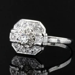 Online Pamono French Diamonds 18 Karat White Gold Art Deco Ring, 1930s