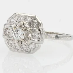 Online Pamono French Diamonds 18 Karat White Gold Art Deco Ring, 1930s