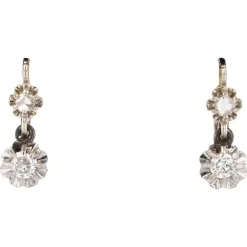 Pamono French Diamonds 18 Karat White Gold Lever Back Earrings, Set of 2> Earrings