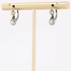 Pamono French Diamonds 18 Karat White Gold Lever Back Earrings, Set of 2><noscript><img width=