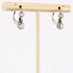 Pamono French Diamonds 18 Karat White Gold Lever Back Earrings, Set of 2><noscript><img width=