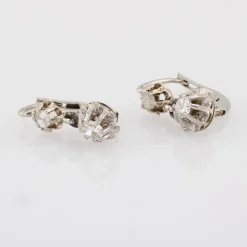 Pamono French Diamonds 18 Karat White Gold Lever Back Earrings, Set of 2><noscript><img width=