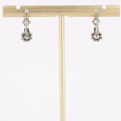 Pamono French Diamonds 18 Karat White Gold Lever Back Earrings, Set of 2><noscript><img width=