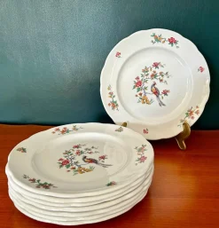 Outlet Pamono French Dinner Plates with Peacock Pattern / Iron Earth / Ironstone from Sarreguemines, 1900s, Set of 6