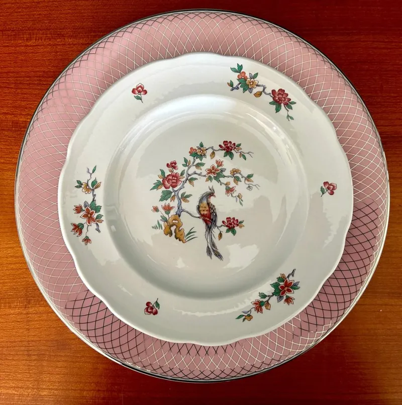 Outlet Pamono French Dinner Plates with Peacock Pattern / Iron Earth / Ironstone from Sarreguemines, 1900s, Set of 6