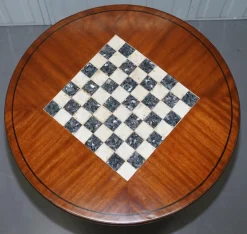 Pamono French Empire Hardwood Chess Table in Marble & Ormolu, 1900s><noscript><img width=