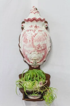 Pamono French Faience Wall Fountain, 19th Century> Garden Accessories