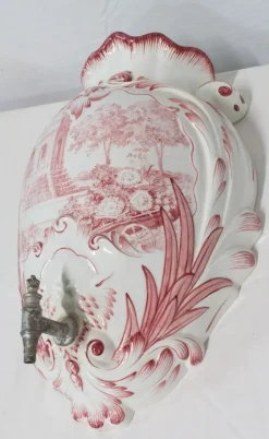 Pamono French Faience Wall Fountain, 19th Century><noscript><img width=