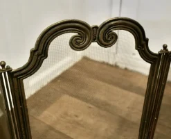 Pamono French 4-Fold Brass Fire Guard, 1890s><noscript><img width=