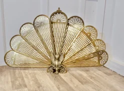 Pamono French Folding Brass Fan Fire Screen, 1890s> Room Dividers & Screens