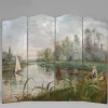 Pamono French Folding Screen by Charles Frechon, 1894> Room Dividers & Screens