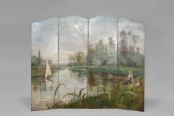 Pamono French Folding Screen by Charles Frechon, 1894> Room Dividers & Screens
