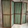 Pamono French Folding Screen with Green Polka-Dot Fabric, 1920s> Room Dividers & Screens