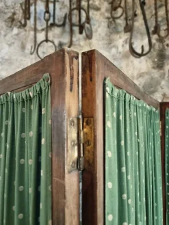 Pamono French Folding Screen with Green Polka-Dot Fabric, 1920s><noscript><img width=