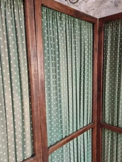 Pamono French Folding Screen with Green Polka-Dot Fabric, 1920s><noscript><img width=