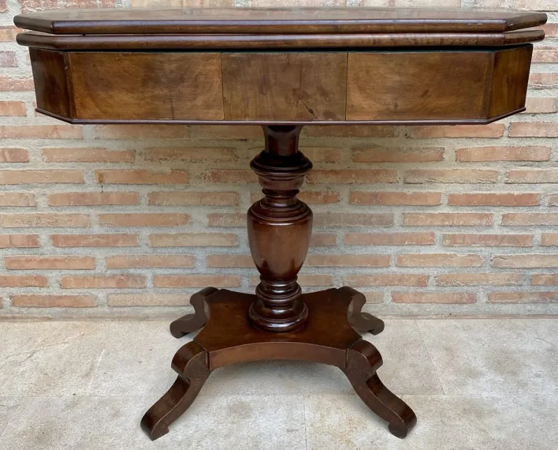 Discount Pamono French Fold-Over Game Table in Walnut, 1920