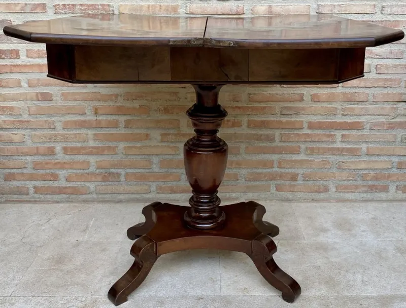 Discount Pamono French Fold-Over Game Table in Walnut, 1920
